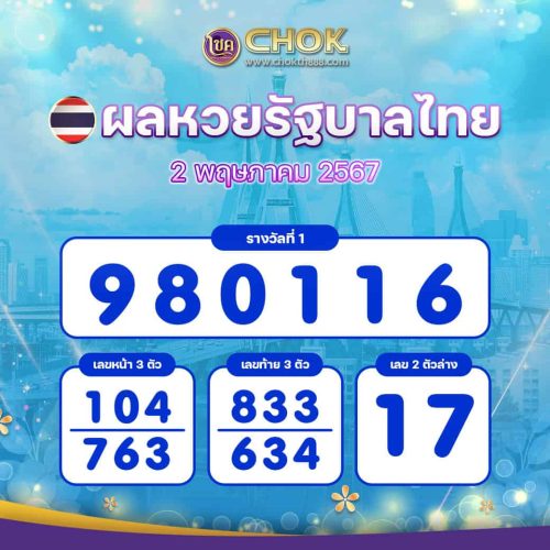 ผลหวยลาวพัฒนา งวดวันที่ 2 พฤษภาคม 2567