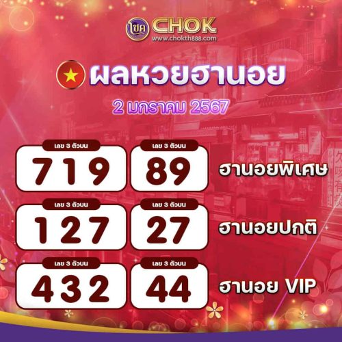 ผลหวยฮานอย งวดวันที่ 2 มกราคม 2567